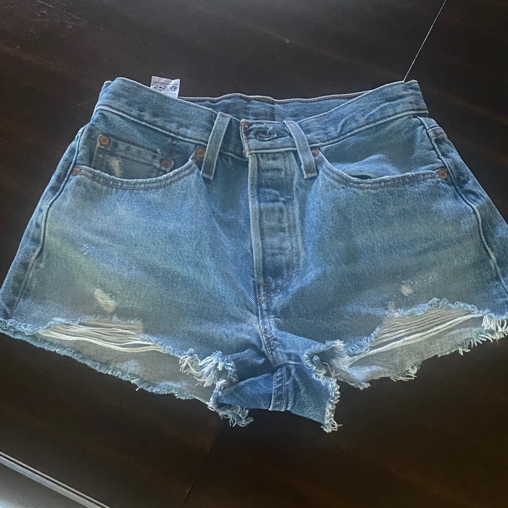 Levi's Light Blue Distressed Cutoff Jean Shorts